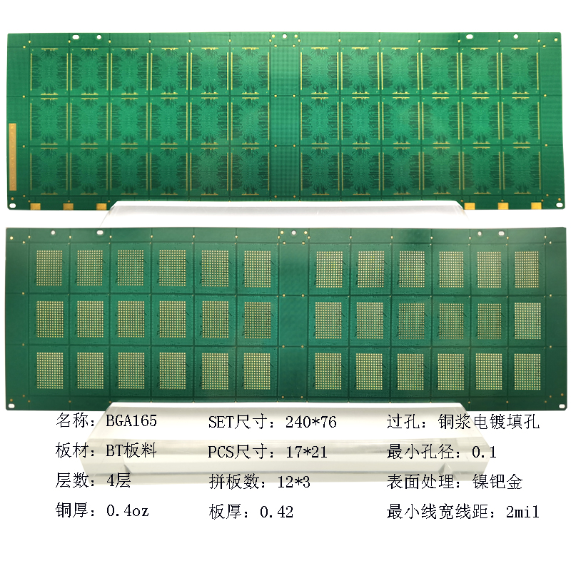 BGA165封裝基板三菱HL832NXA超薄多層BT板料電路板半導(dǎo)體芯片IC載板